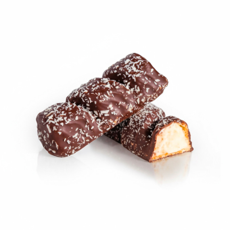 Tris dark con crema al cioccolato bianco e cocco