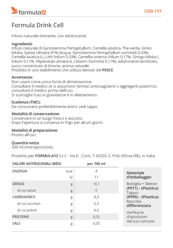 Scheda tecnica Formula Drink Cell