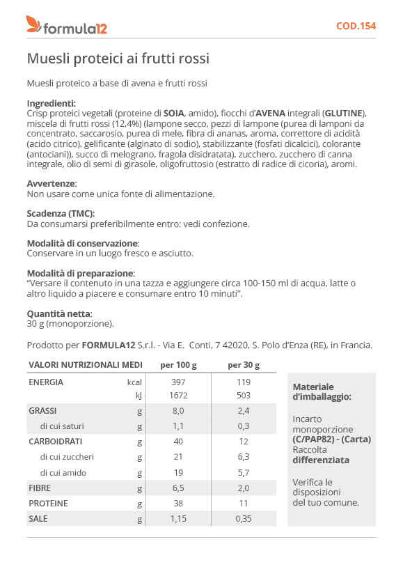 154 Muesli proteici ai frutti rossi