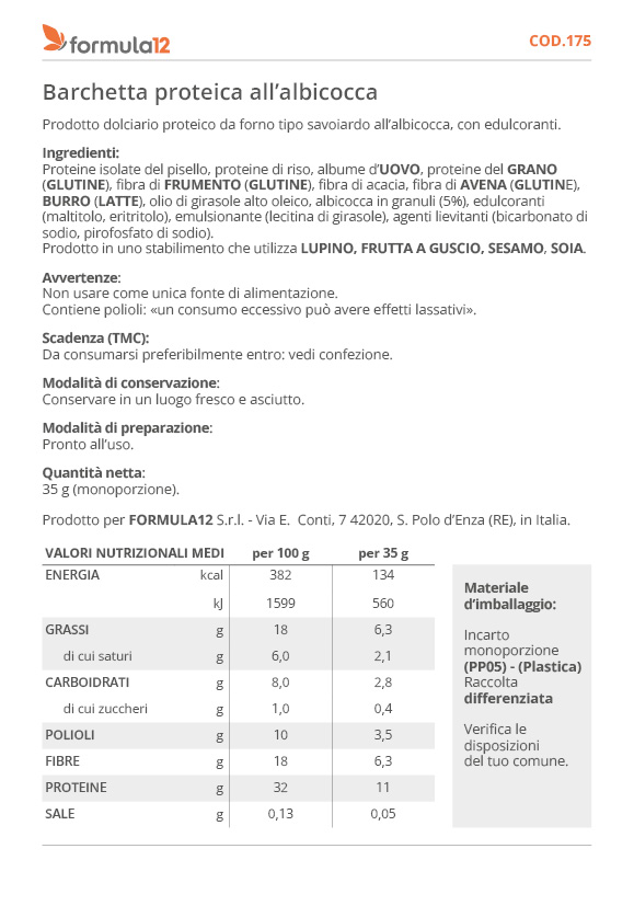 175 Barchetta proteica all'albicocca