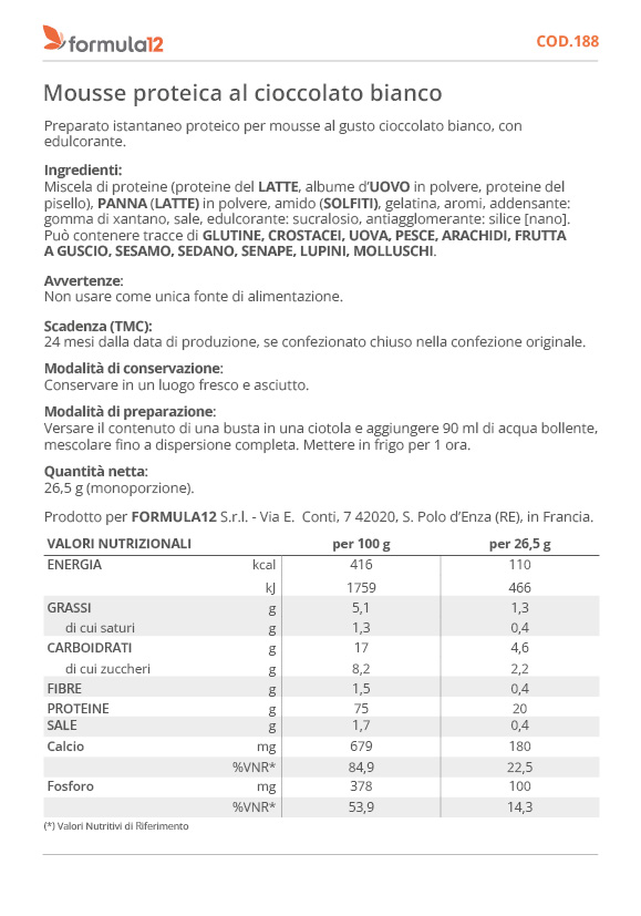 188 Mousse proteica al cioccolato bianco