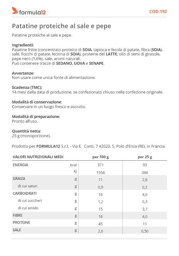 192 Patatine proteiche sale e pepe