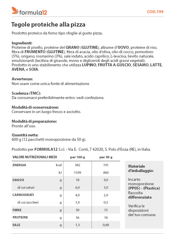 199 Tegole proteiche alla pizza