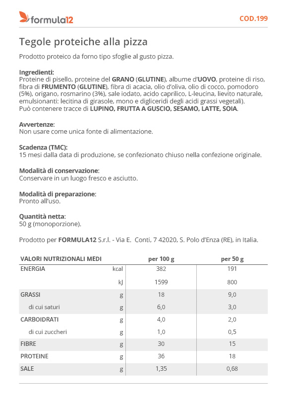 199 Tegole proteiche alla pizza