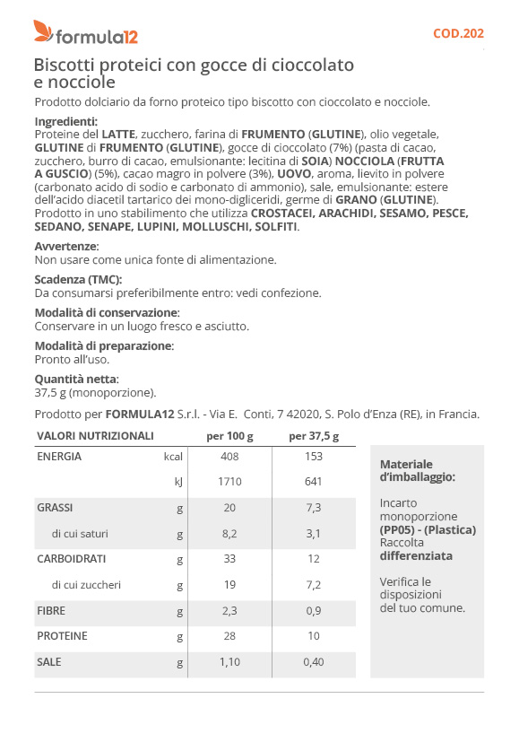 202 Biscotti proteici al cacao e nocciole