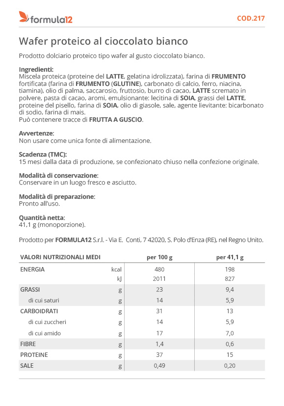 217 Wafer proteico al cioccolato bianco