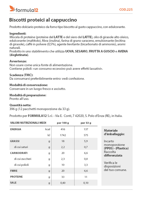 225 Biscotti proteici al cappuccino