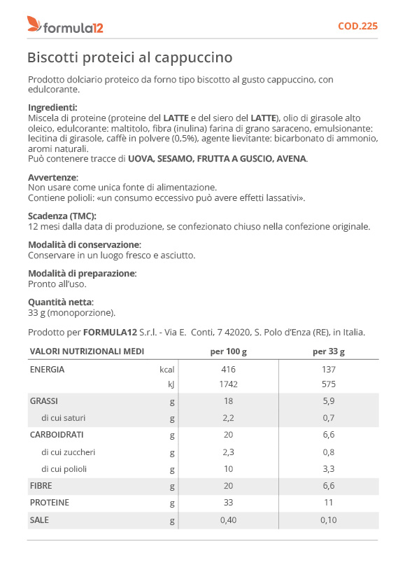 225 Biscotti proteici al cappuccino