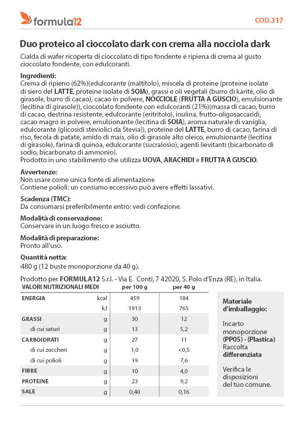 317_Duo proteico al cioccolato dark con crema alla nocciola dark