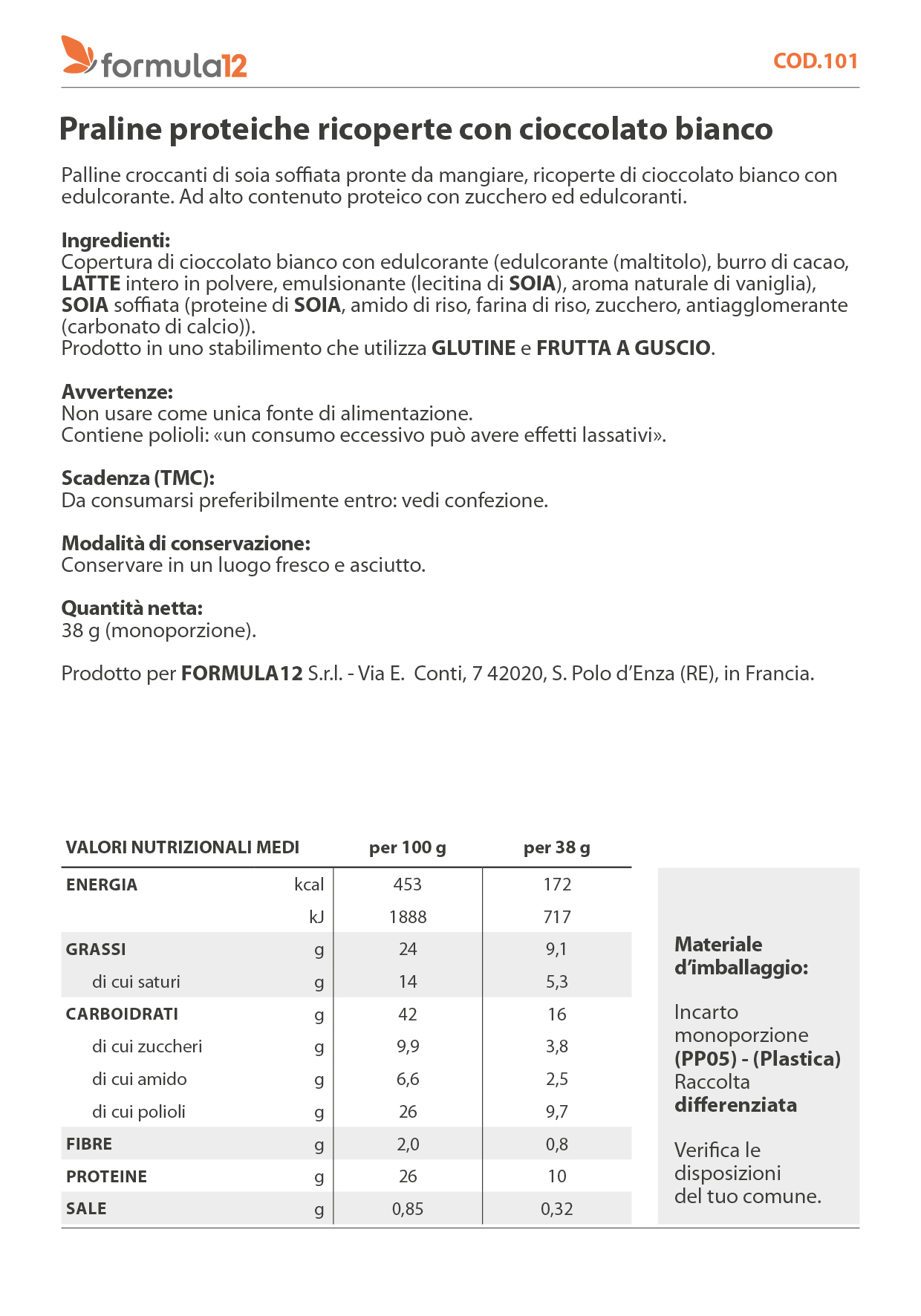 101_ Praline proteiche con cioccolato bianco