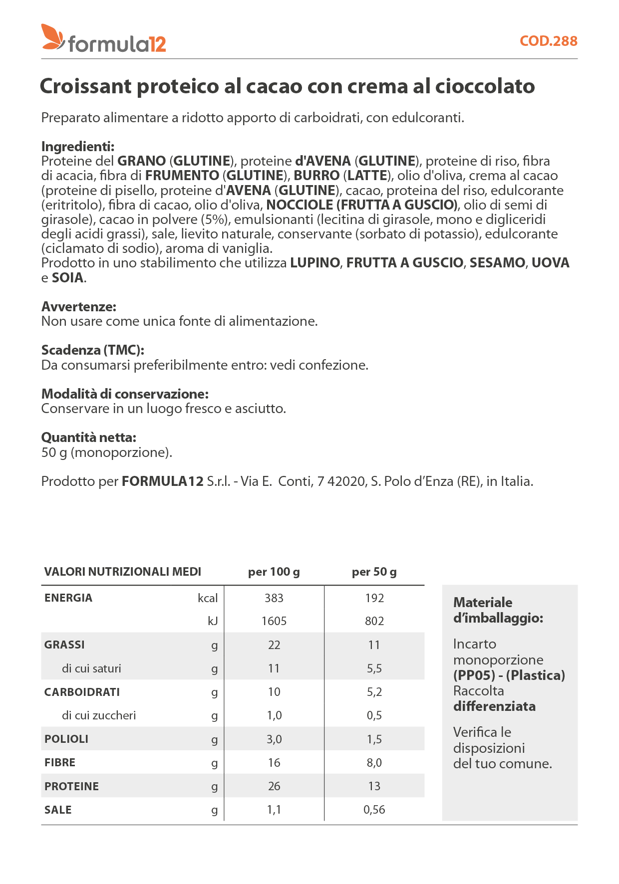 288_ Croissant proteico al cacao con crema al cioccolato