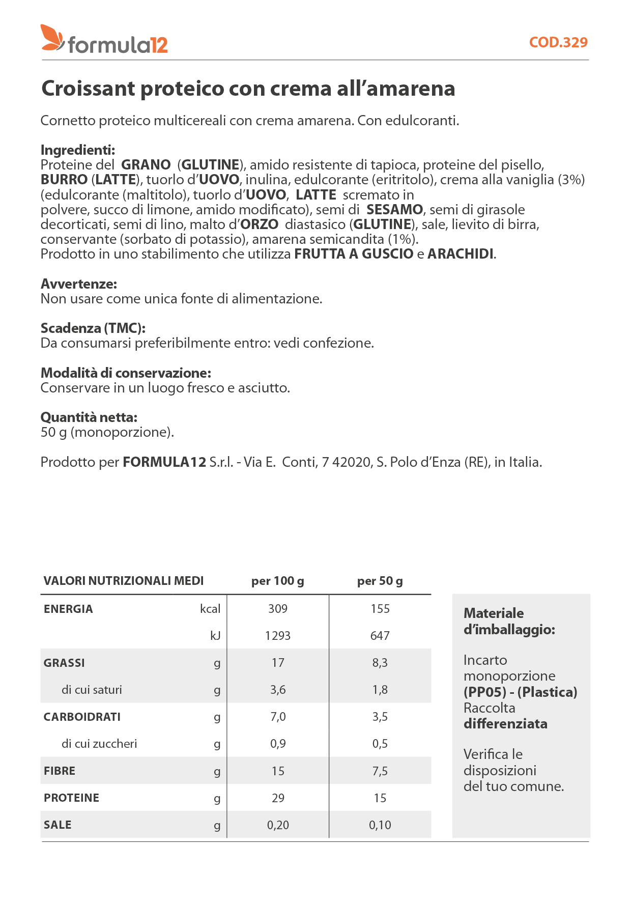 329_ Croissant proteico multicereali amarena e crema