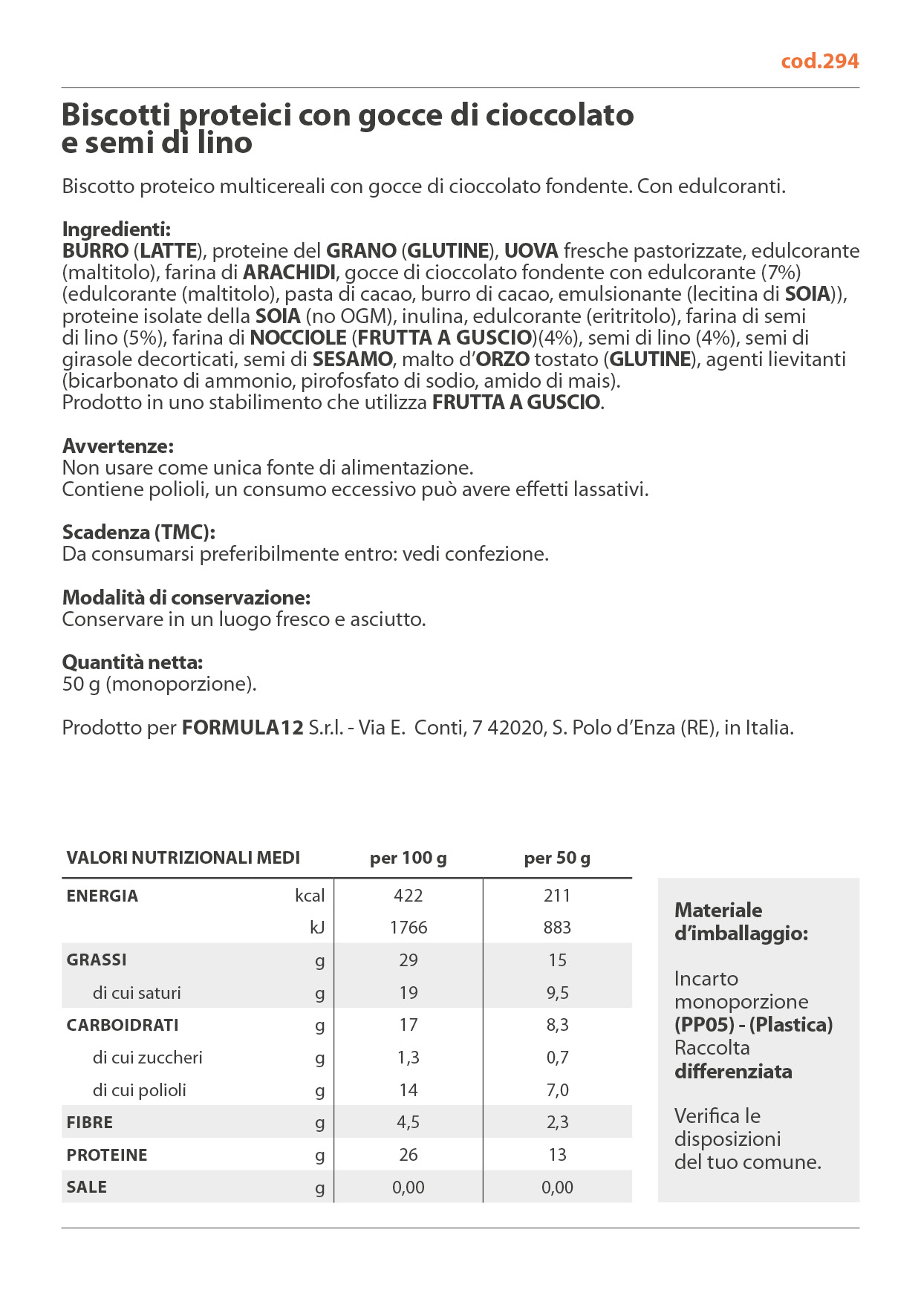 294_Biscotti proteici con gocce di cioccolato e semi di lino