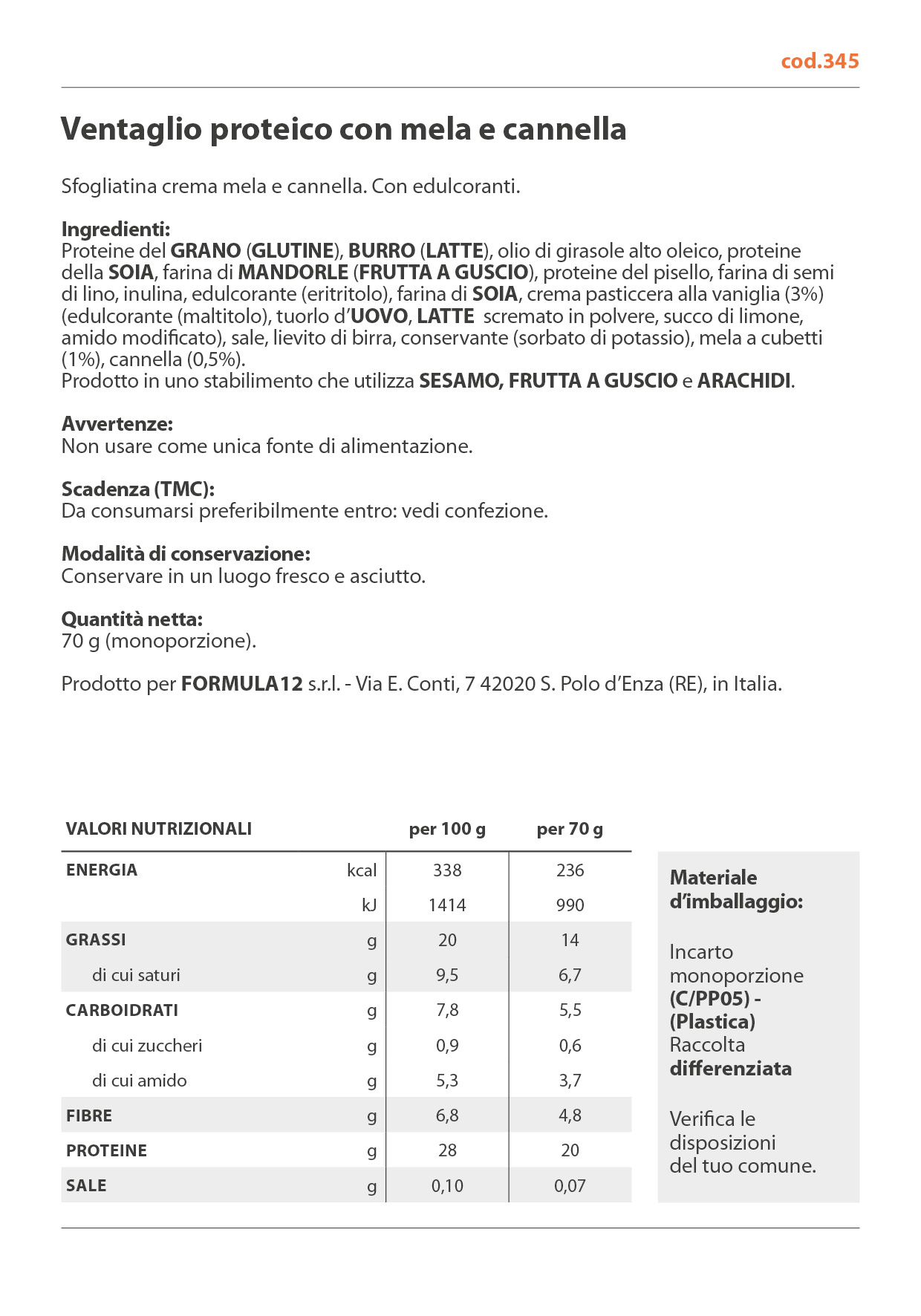 345_ Ventaglio proteico con mela e cannella